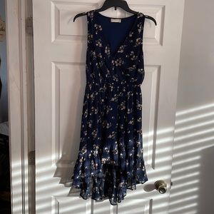 Navy blue dress with floral pattern